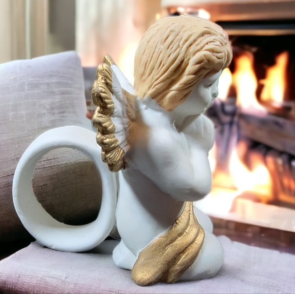 World Bazaars Porcelain Bisque Angel Napkin Holders (Set of‎ 4) - Picture 4 of 7